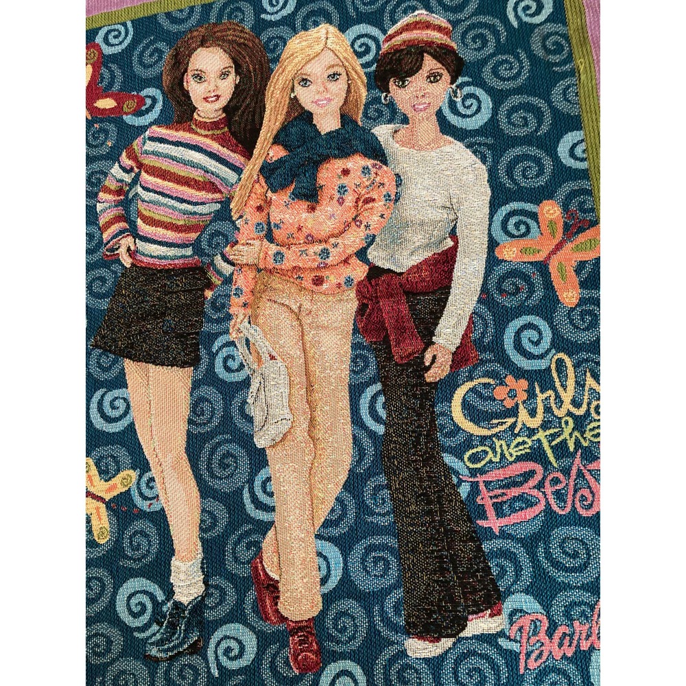 BARBIE Woven Tapestry blanket throw 48x56 Girls are the best